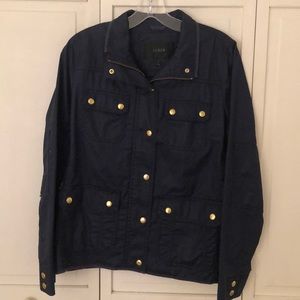 J crew waxed cotton blue coat size small
